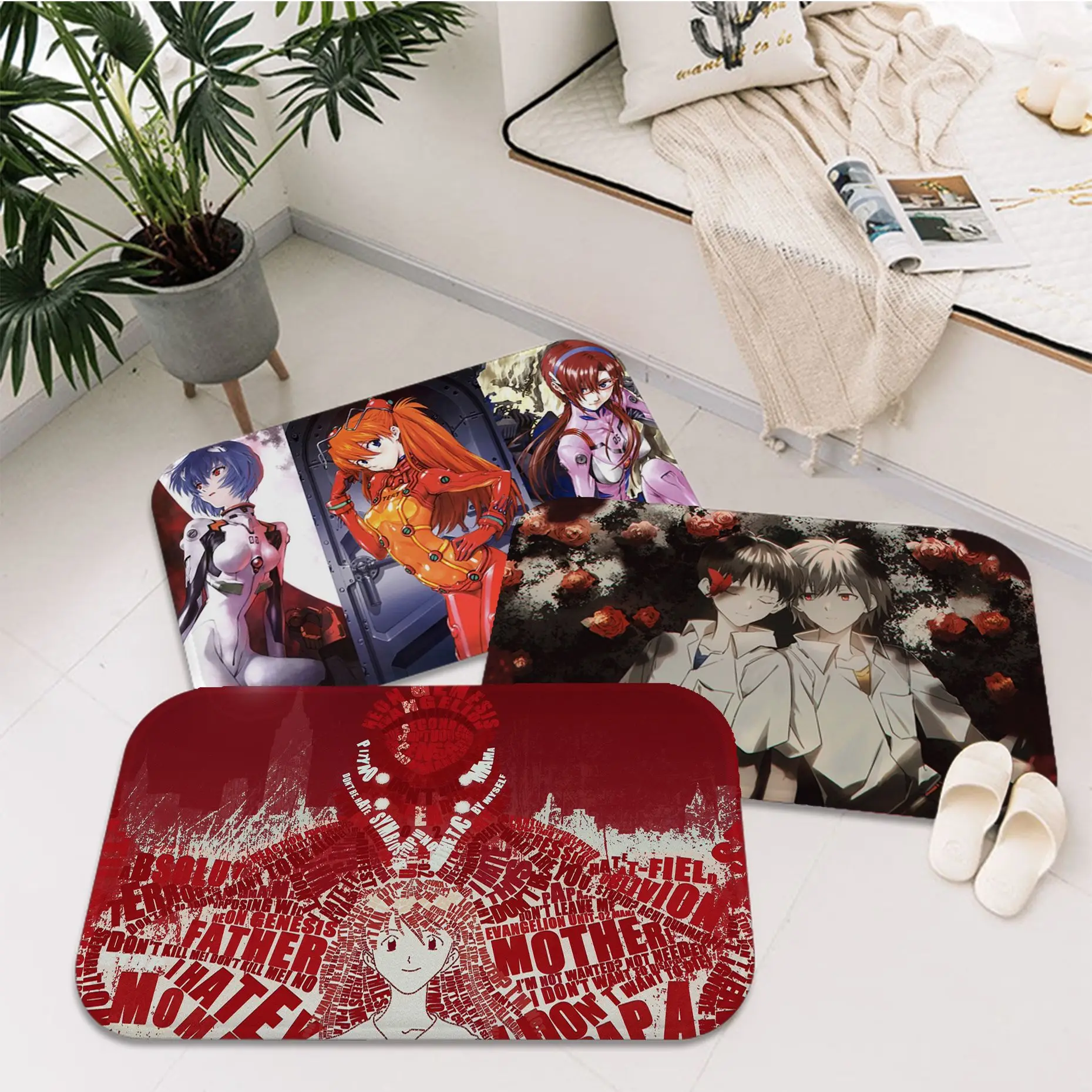 

BANDAI Neon Genesis Evangelion Kitchen Mat Non-Slip Laundry Room Mat Laundry Decor Balcony Child Living Room Modern Home Decor