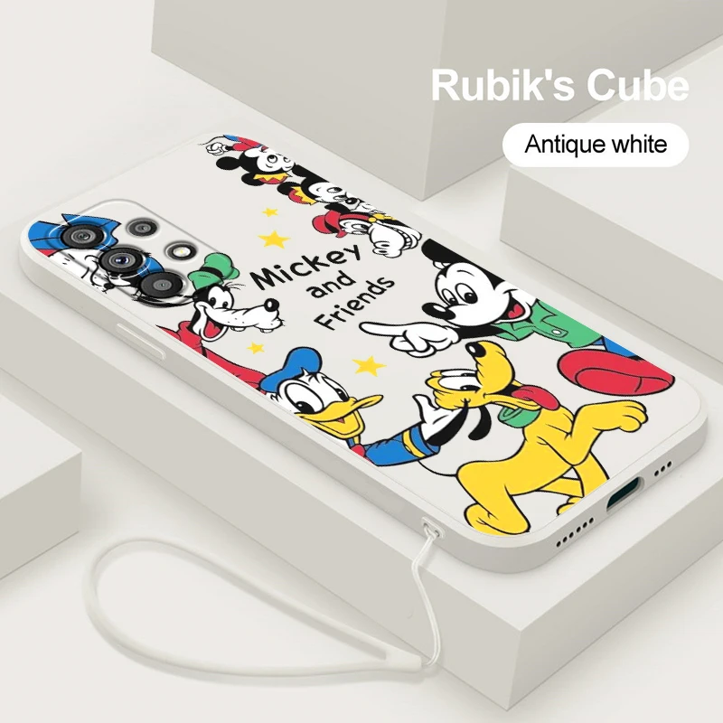 

Liquid Rope Phone Case For Samsung A73 A53 A33 A52 A32 A23 A22 A71 A51 A21S A03S A50 A30 5G Animation Mickey Minnie Daisy Cover