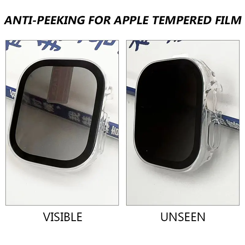 Anti-Spy Glass For Apple Watch Ultra 49mm Case 40 44mm 45mm Private HD Screen Protector Bumper iWatch 8 7 SE 6 5 4 Tempered Film