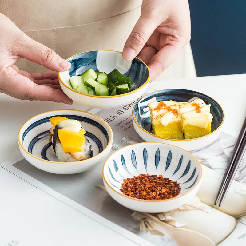 

Kitchen Ceramic Dish Assorted Seasoning Mini Plate Dipping Sauce Vinegar Bowl Japanese Creative Tableware Home Dish Dinner Plate
