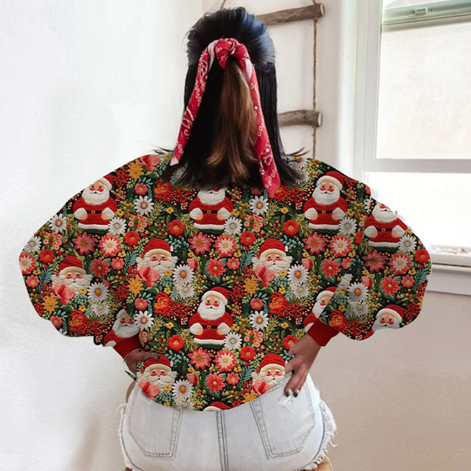 

Women'S 3d Print Pullover Christmas Santa Long Sleeve Top Sweatshirt Winter Clothes Women Sweatshirts Sudaderas De Mujeres