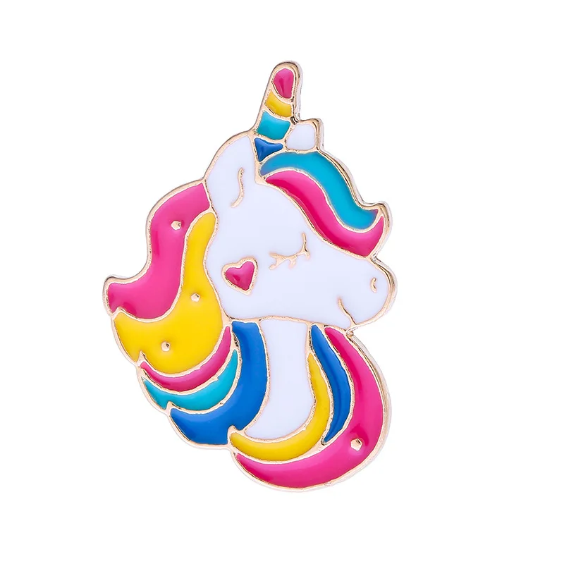 

Glamour Alloy Dripping Oil Cartoon Rainbow Unicorn Brooch Icons Backpack Clothing Unicorn Brooch Button Animal Pin for Friend