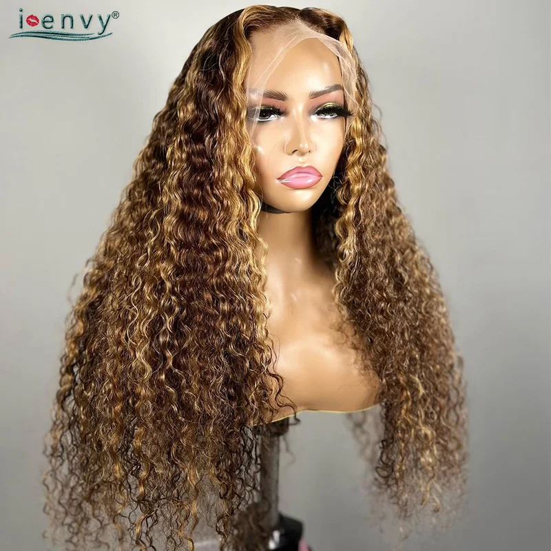 

Highlight Lace Frontal Wigs Human Hair Honey Blonde 13X4 Deep Wave Curly Hd Lace Front Wigs Colored Ombre Brown Human Hair Wigs