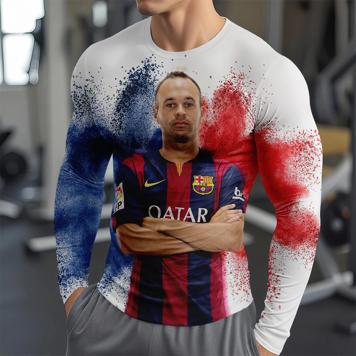 Iniesta Футболка С Длинными Рукавами И 3D Принтом Звезды Модный Спортивный Топ