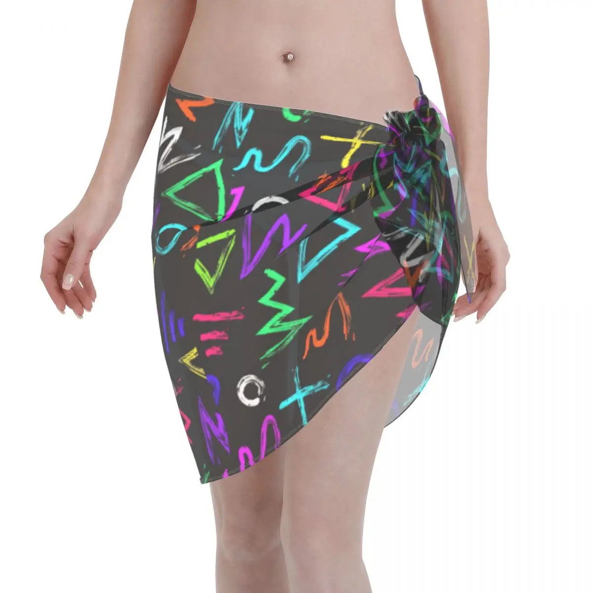 

Sexy Women Geometry Perspective Scarf Cover Ups Beach Bikini Wrap Ladies Skirt