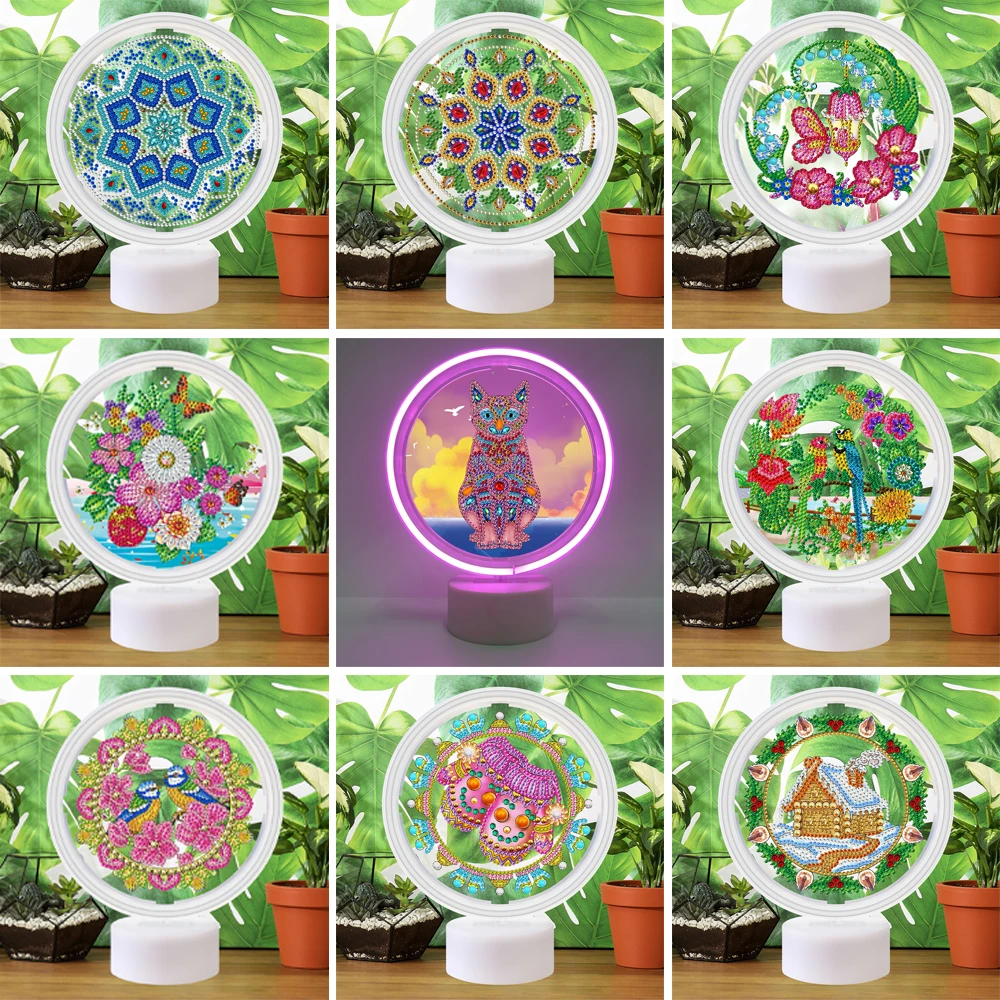 

Сделай сам, алмазная живопись особой формы, подсветка в виде бабочки, кошки, светодиодная неоновая лампа, настольное украшение, подарки