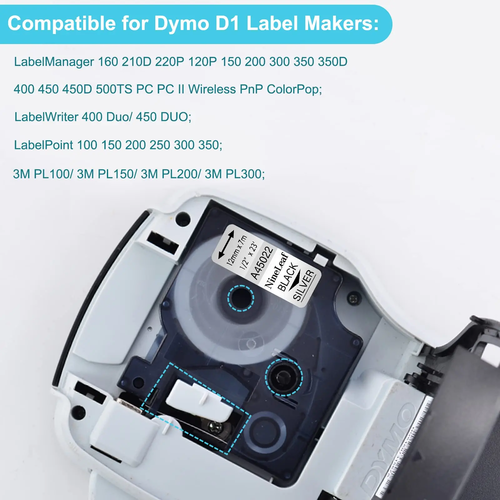 10 шт. ярлыки для принтеров совместимые с Dymo 45022 12 мм D1