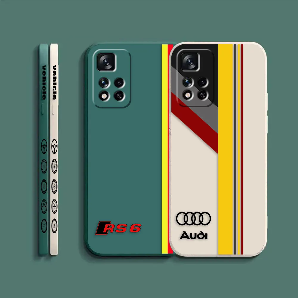 Phone Case For Redmi Note 12 11 11T 11R 11S 10 9T 8 7S PRO PLUS 4G 5G Case Cover Fundas Cqoues Shell Capa Luxury Car A-Audi LOGO