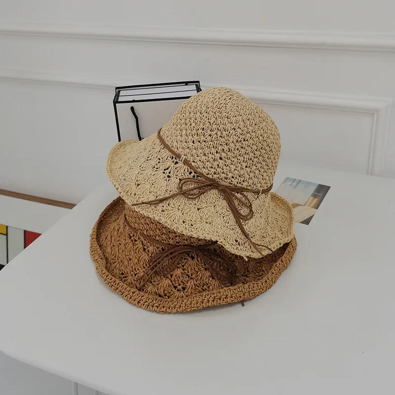 

New Baitai Straw Hat Hollow Bow Holiday Beach Hat