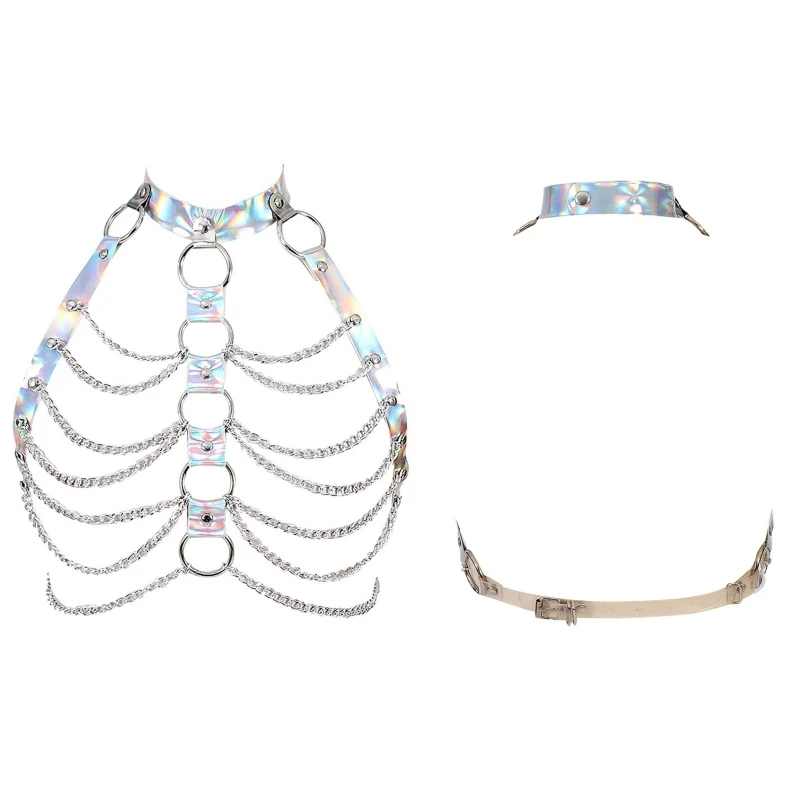 

Chest Bracket Bra Chain Body Jewelry Rock Bikini Crystal Goth Punk Bra Chain Body Chain Bra Necklace Dance Club Party