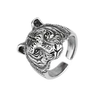 retro s999 silver ring men shi zodiac tiger ring trendy overbearing hipster hip hop accessories jungle tiger send boyfriend