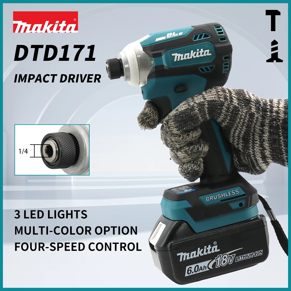 Makita Dtd171 Бесщеточная Электрическая Ударная Дрель 18 В Аккумуляторная С