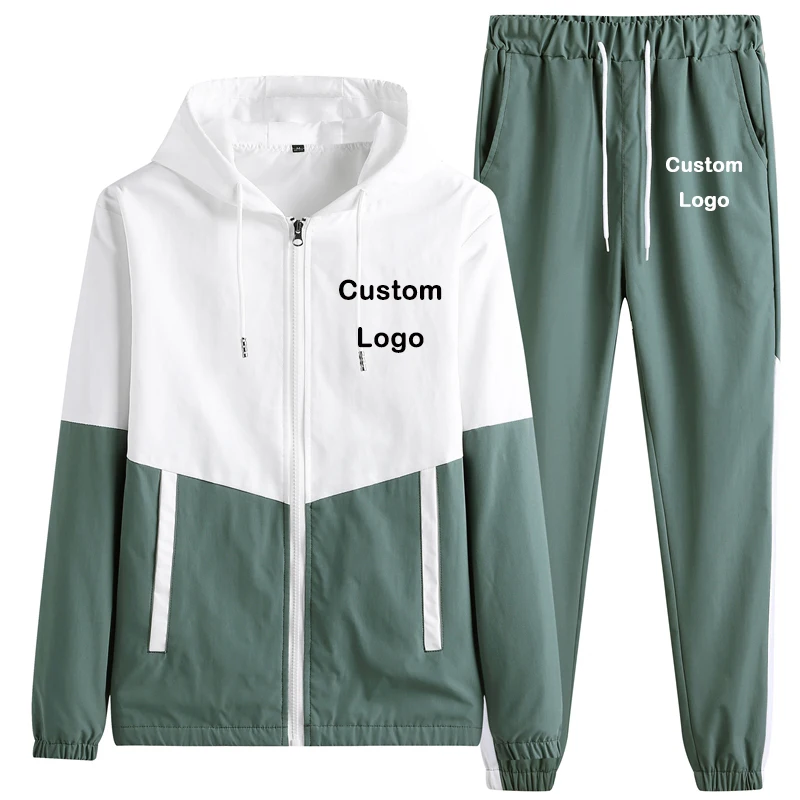 Men's Sportswear Breathable Male Gym Clothes Men's Thin Hooded Casual Jacket + Jogging Trousers Men 2 Pcs/Set Sports Sets M-6XL