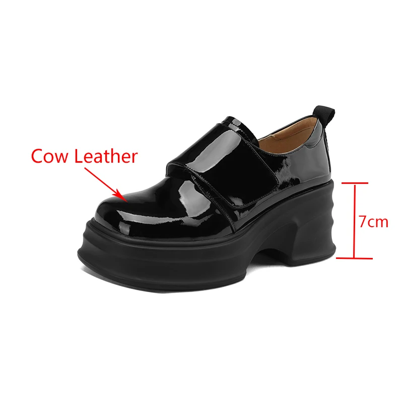 Cialisa Casual Genuine Leather Women Shoes 2023 Spring New Platform Round Toe Black Handmade Loafers Thick Heels Female Footwear