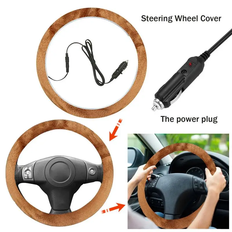 

Heated Steering Wheel Cover Protect The Steering Wheel From Sunburn Scratches Fading Car Wheel Cover For Most Cars Trucks Van