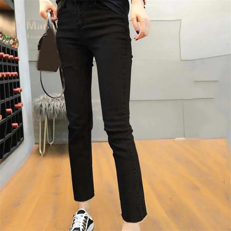 

Шикарные Женские джинсы, джинсовые брюки, скинни рваные брюки с завышенной талией, Стрейчевые брюки с эффектом потертости, 2022 дыр, Y2k