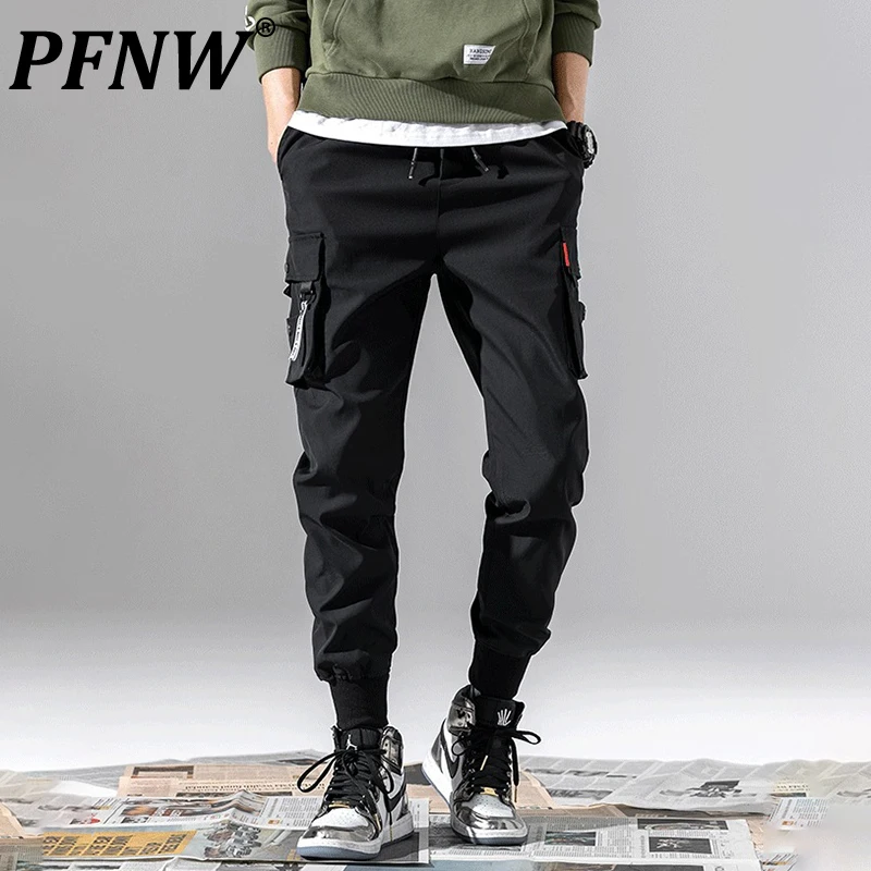 

PFNW Summer New Men's Thin Fashion Pencil Overalls Casual Functional Multi Pockets Harlan Pants Tide Drawstring Trousers 12Z1599