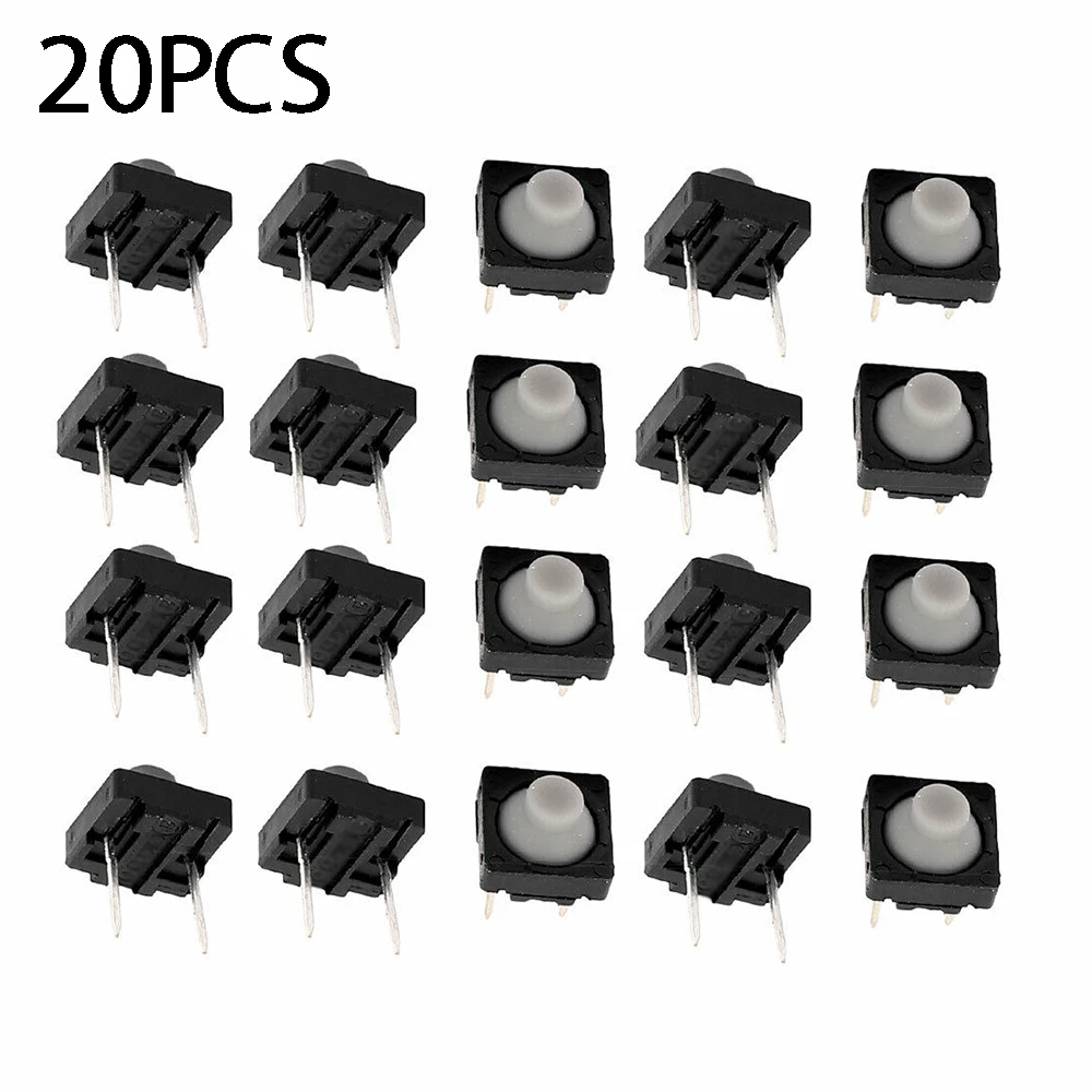 

20pcs New Push Button Switch 8x8mm Momentary Latching Contact 2 Pins Terminals Square Push Button DIP Hole Mounting Tactile Tact
