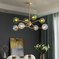 nordic retro style led chandelier for living room bedroom dining room kitchen pendant lamp glass ball gold design hanging light