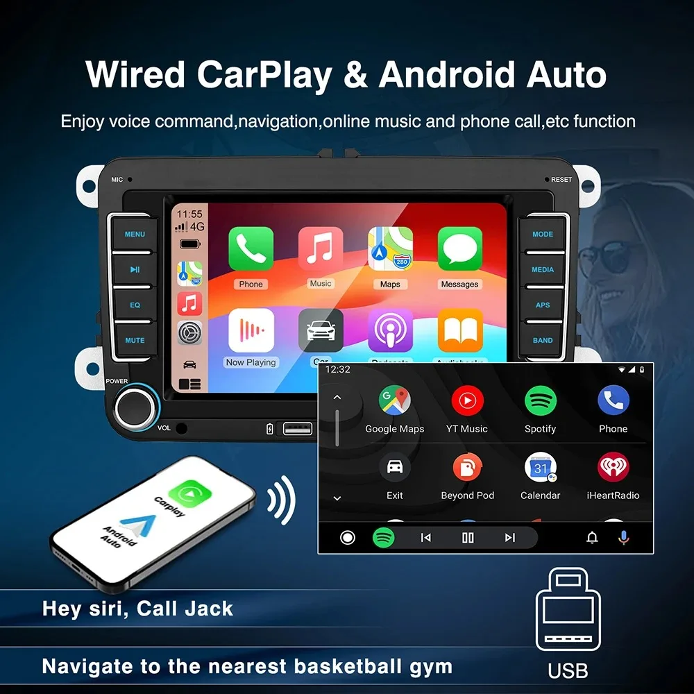 7-дюймовый автомобильный радиоприемник для Volkswagen/Seat/Skoda/Passat/Golf/Polo CarPlay Android Auto