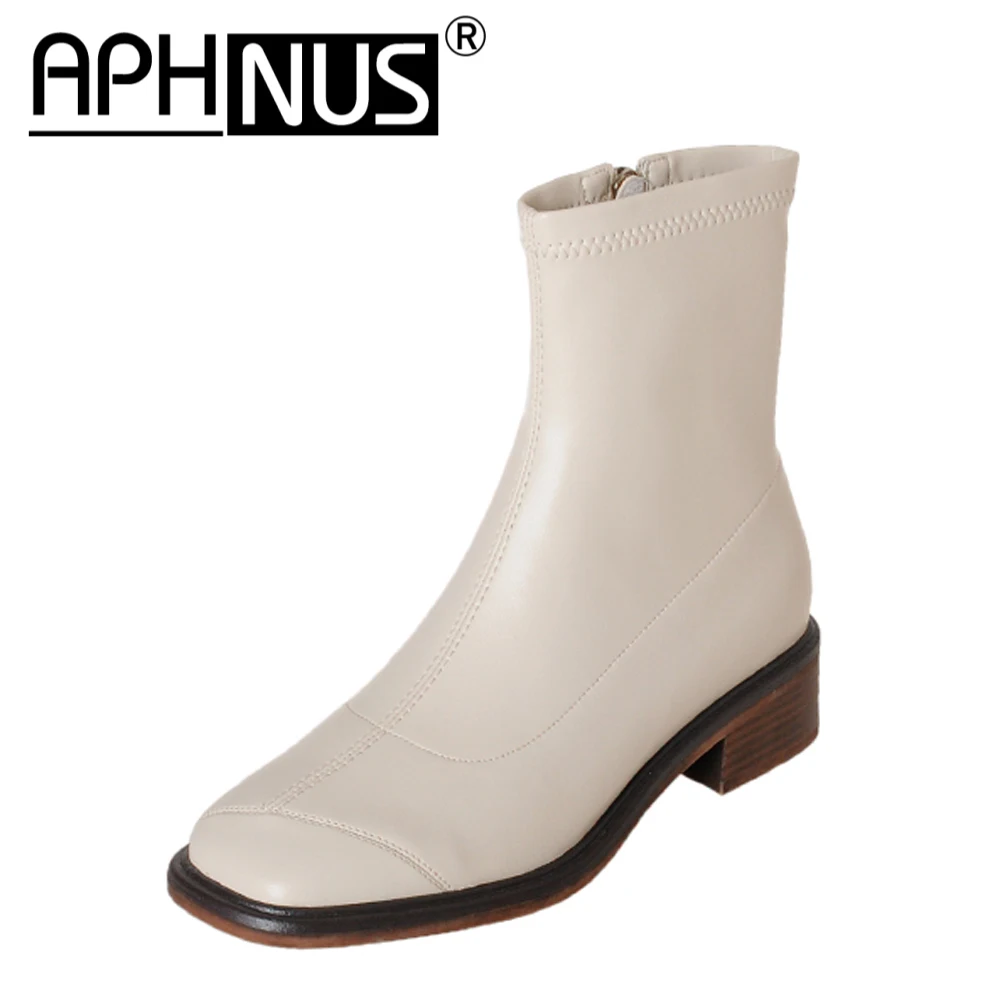 

Женские ботинки APHNUS, короткие ботильоны, туфли-лодочки на низком каблуке, женская обувь 2023, новые ботинки