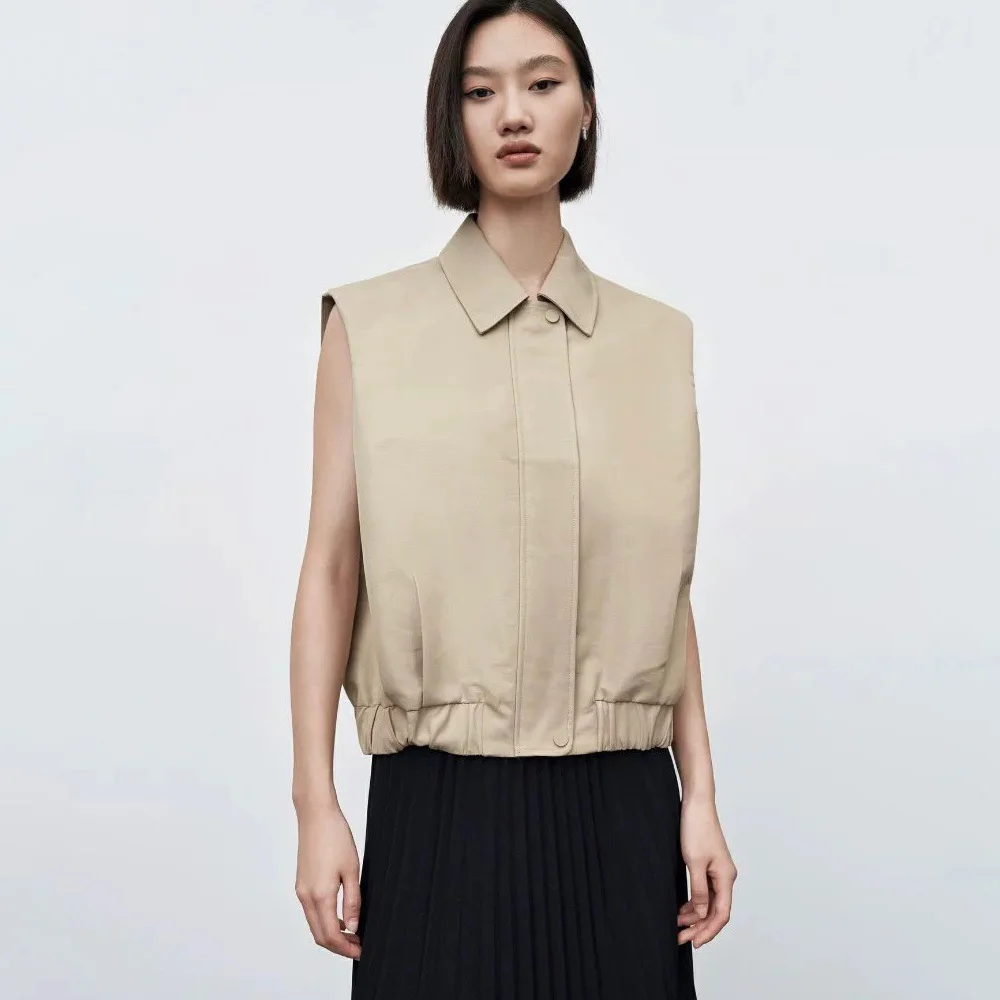 

European station spring and summer new fashionable niche simple leisure versatile retro work style cotton waistcoat waistcoats