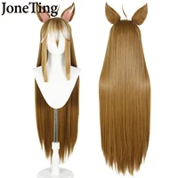 jt synthetic miss hina cosplay wig game genshin impact gorou cosplay brown gradient long straight hair heat resistant fiber wigs