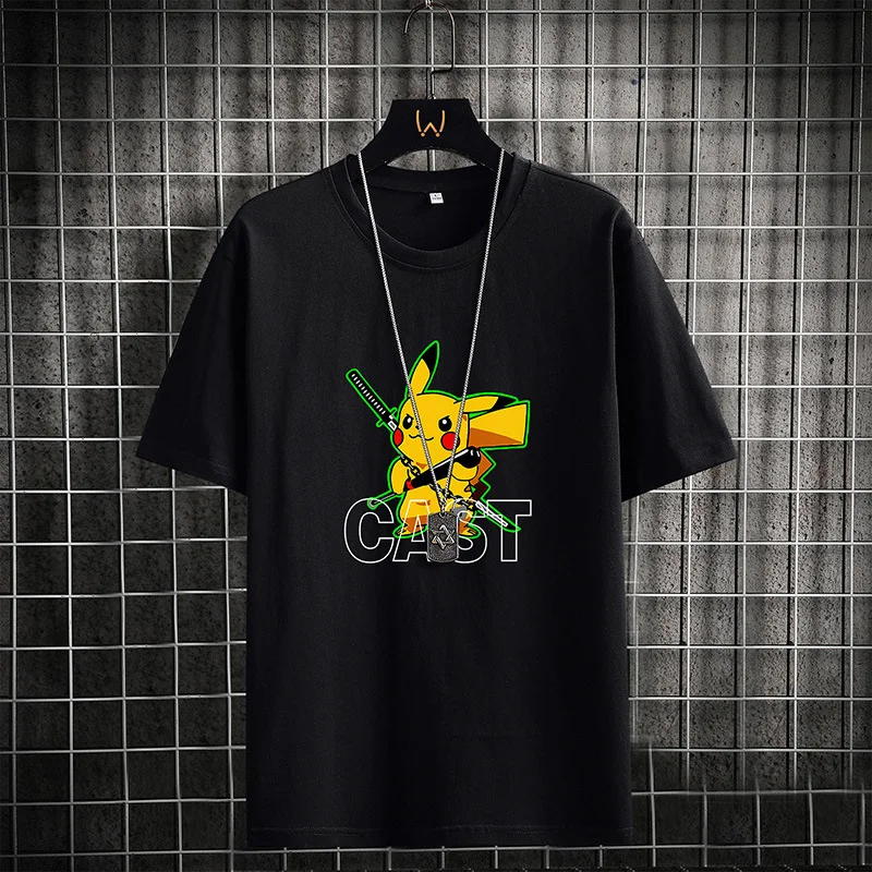 

Summer Pikachu Men's Short-sleeved T-shirt Men's Loose Round Neck Men's Short-sleeved Top Graphic Tee Shirts for Women