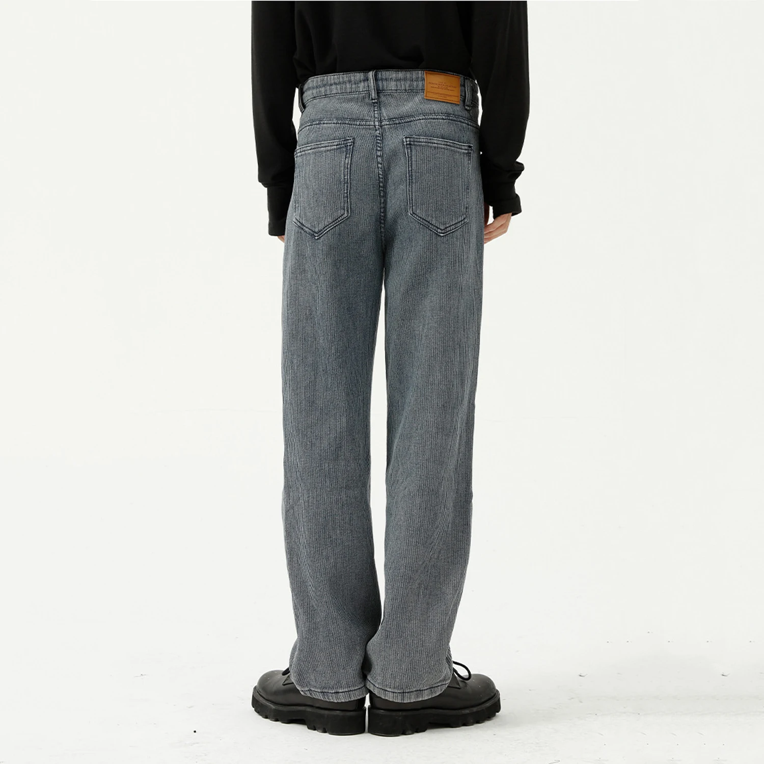 Four Seasons Men's Denim Trousers Pure Blue Loose Straight Jeans Streetwear Men Clothing Y2k Jeans Ins Hot Sale Men Clothing