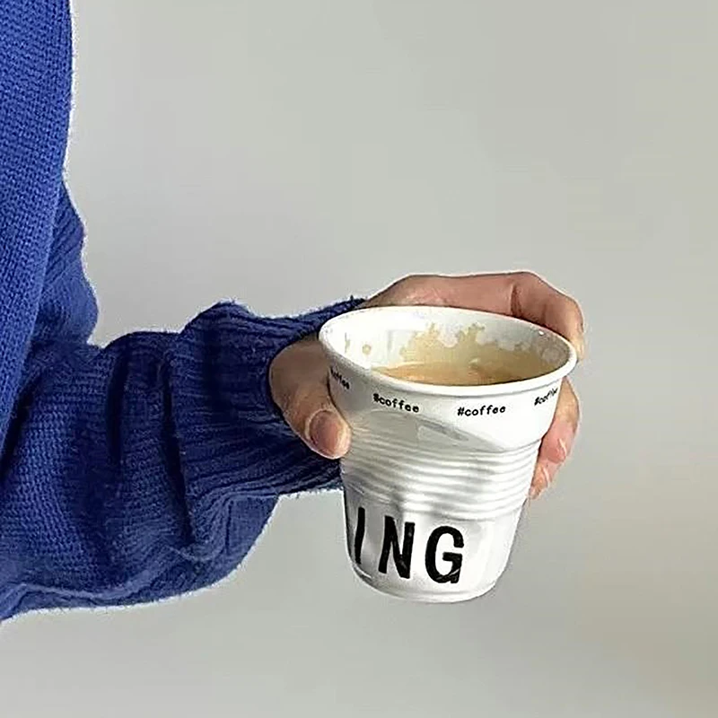 Корейская Белая Керамическая Кофейная Чашка В Скандинавском Стиле С Пазами