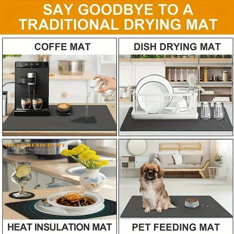 Впитывающий Противоскользящий коврик из резины для кухни и ванной