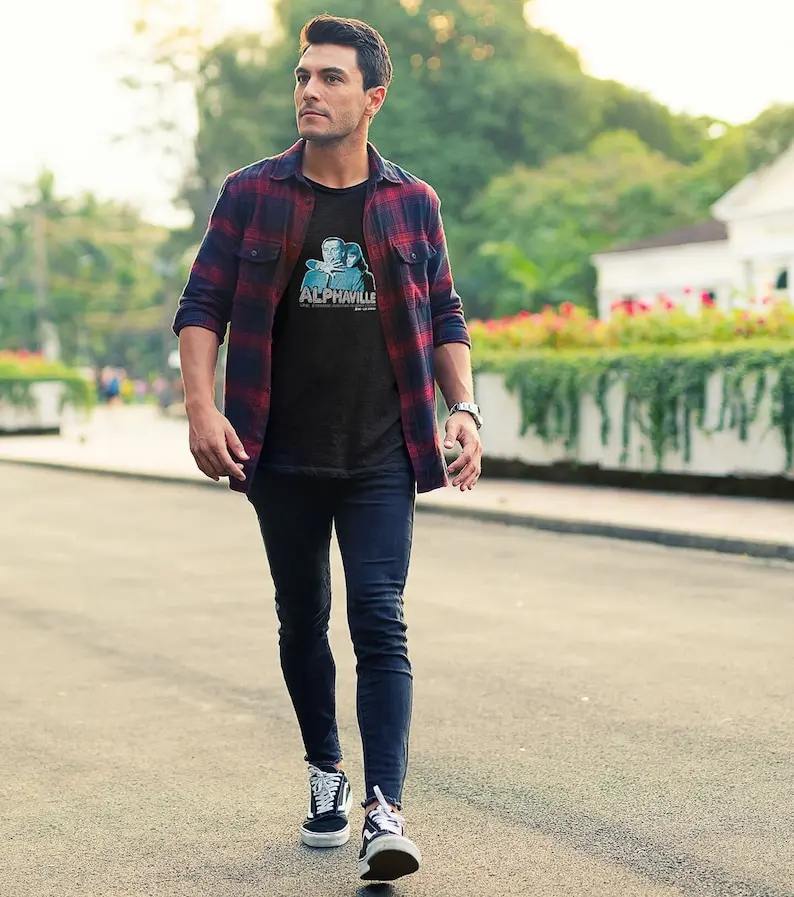 Майка Alphaville — Camiseta de la Project Jean-Luc Godard Película negra estilo ficción los años 60 Clásico del c