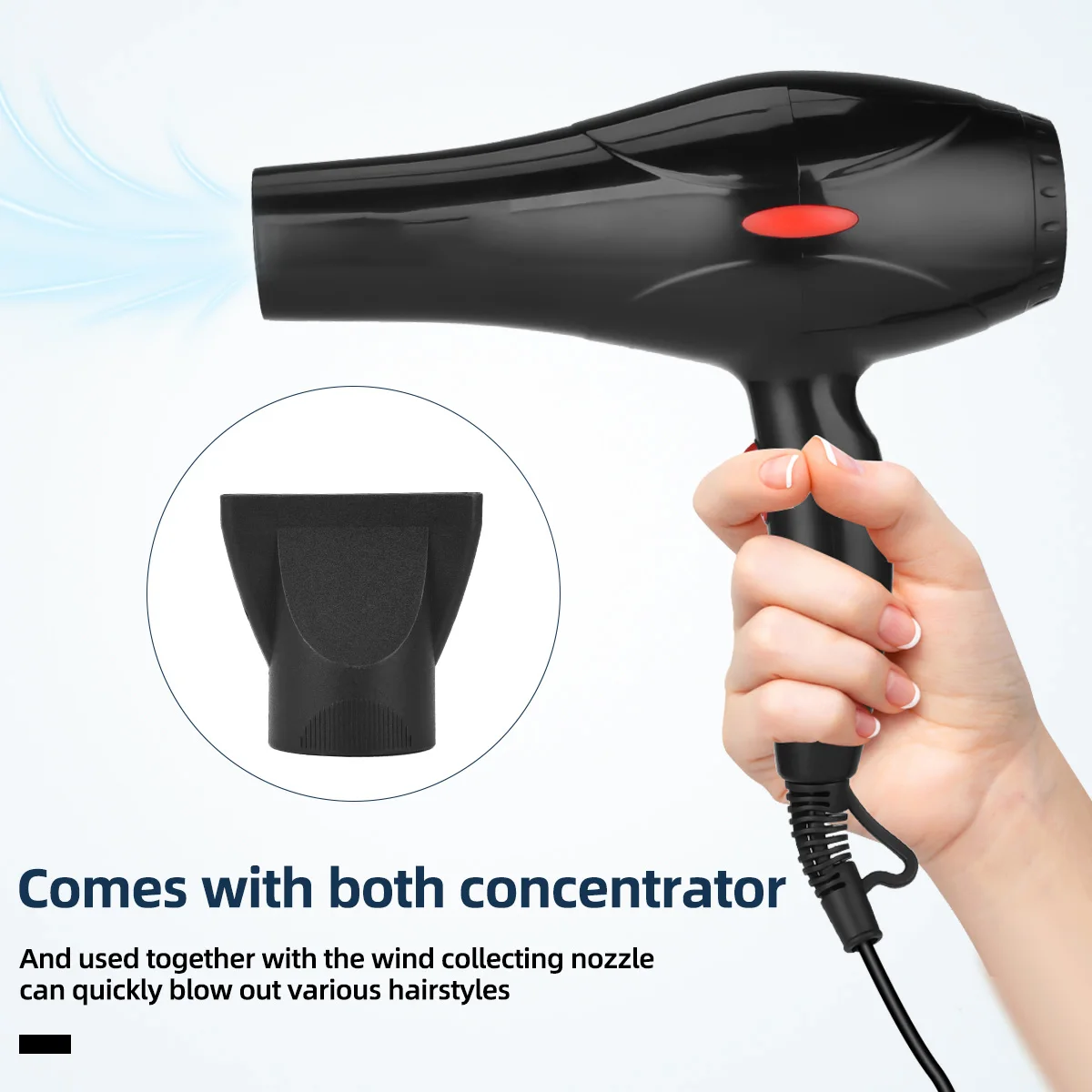 

Powerful Electric Blow Dryer Professional Hair Dryer Hot Cold Air Hairdryer Barber Salon Hair Styler 2200W Travel Blow Drier