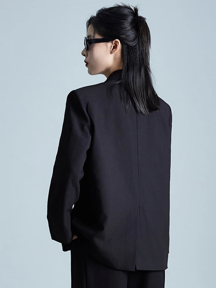 [EAM] Женский черный бандажный повседневный пиджак большого размера новый