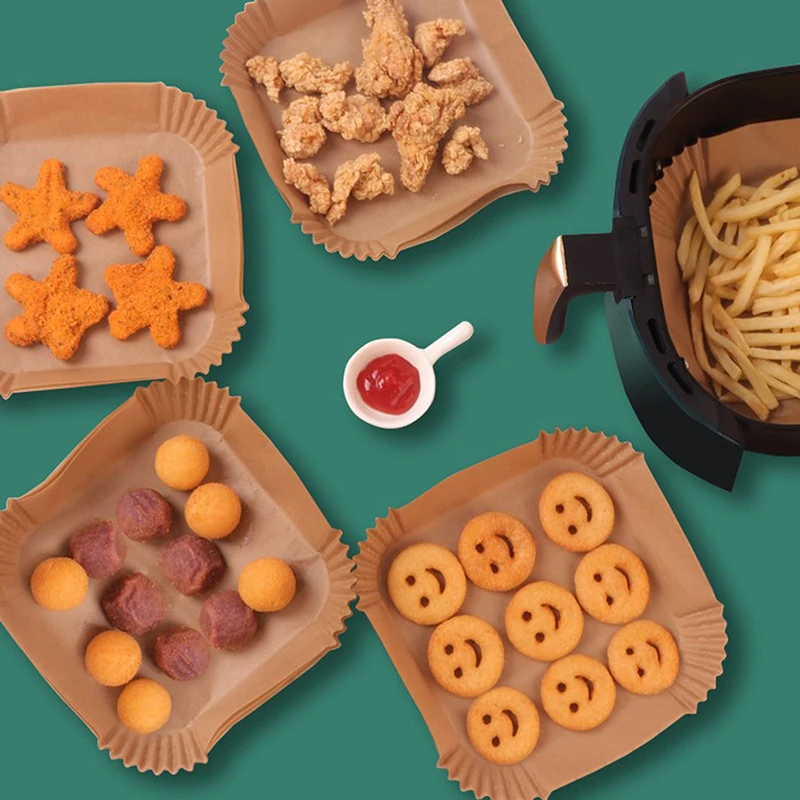 

Wide Application Air Fryer Disposable Baking Paper Liner Form Tray Kitchen Grill Parchment Paper Air Fryer Accessories