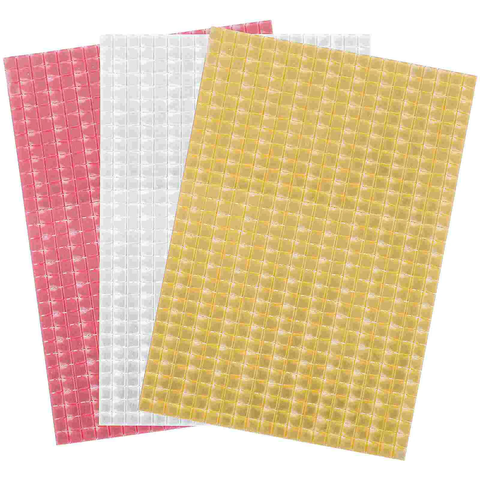 

3 Sheets DIY Craft Square Self-Adhesive Small Acrylic Mosaic Brick Stickers