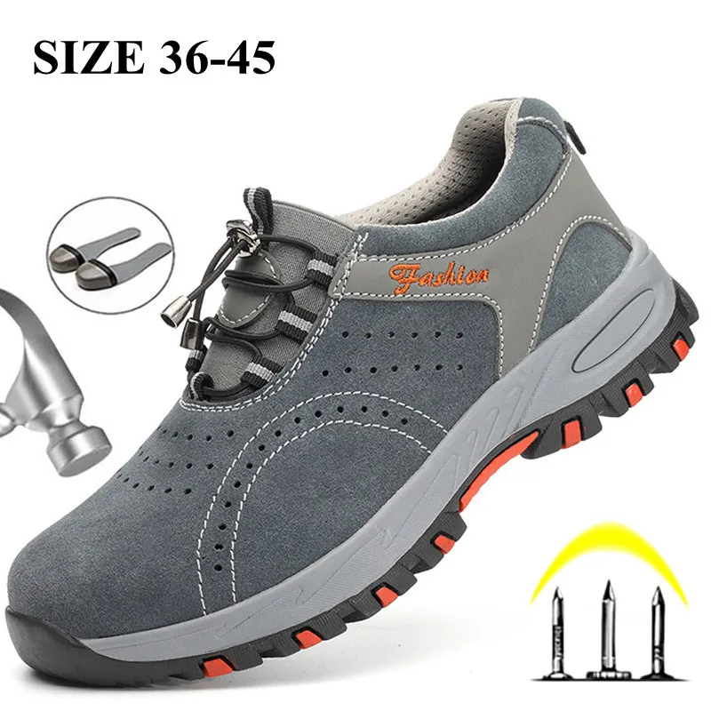 

Мужская защитная обувь со стальным носком, Противоударная и непрокалываемая Рабочая защитная обувь, дышащая, легкая
