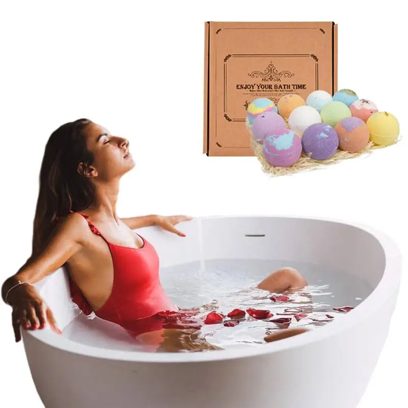 

Бомбочки для ванны для женщин, расслабляющие Бомбочки для ванны ручной работы, 12 шт., шарики для ванны с богатым маслом, увлажняющие сухую кожу, подарки для жены