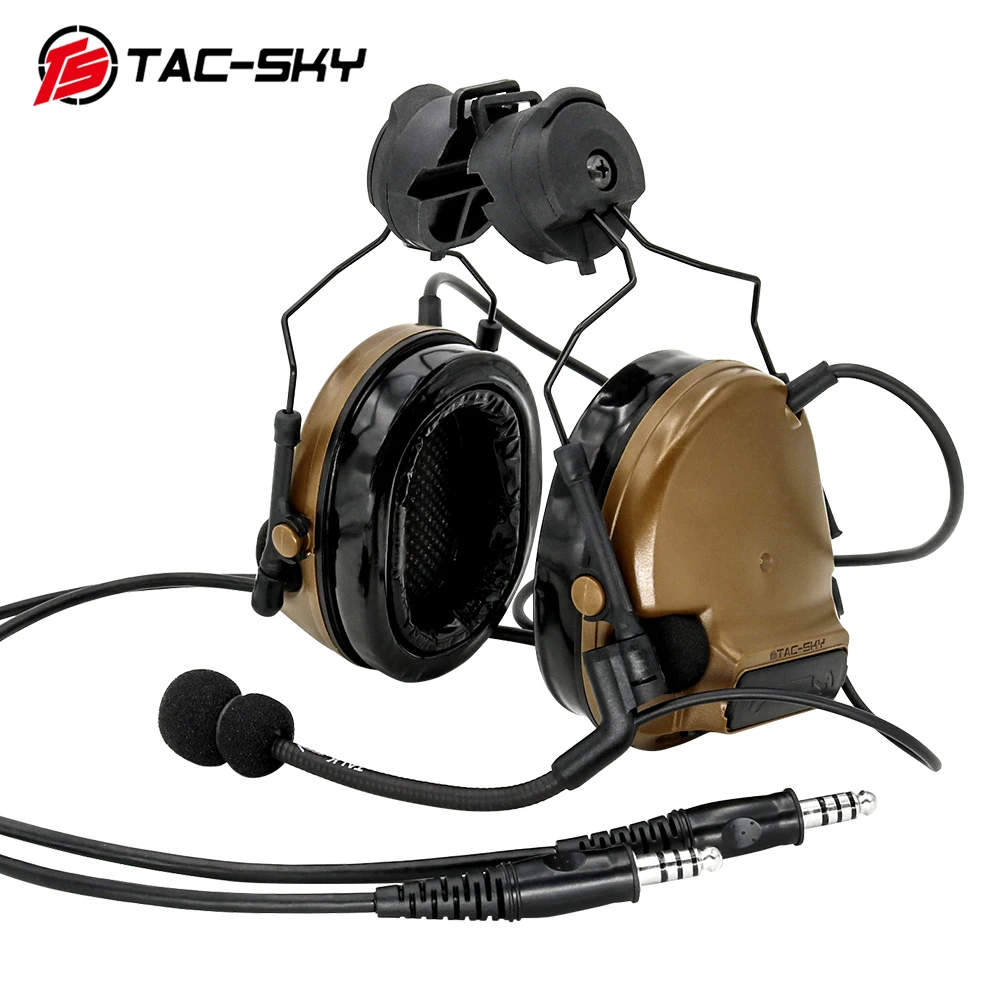 TAC-SKY COMTAC Tactical Stand Headset Comtac iii Dual Pass Silicone Earmuff Helmet Stand Military Walkie Talkie Tactical Headset