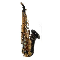 tide music black nickel plate body gold lacquer keys curved soprano saxophone