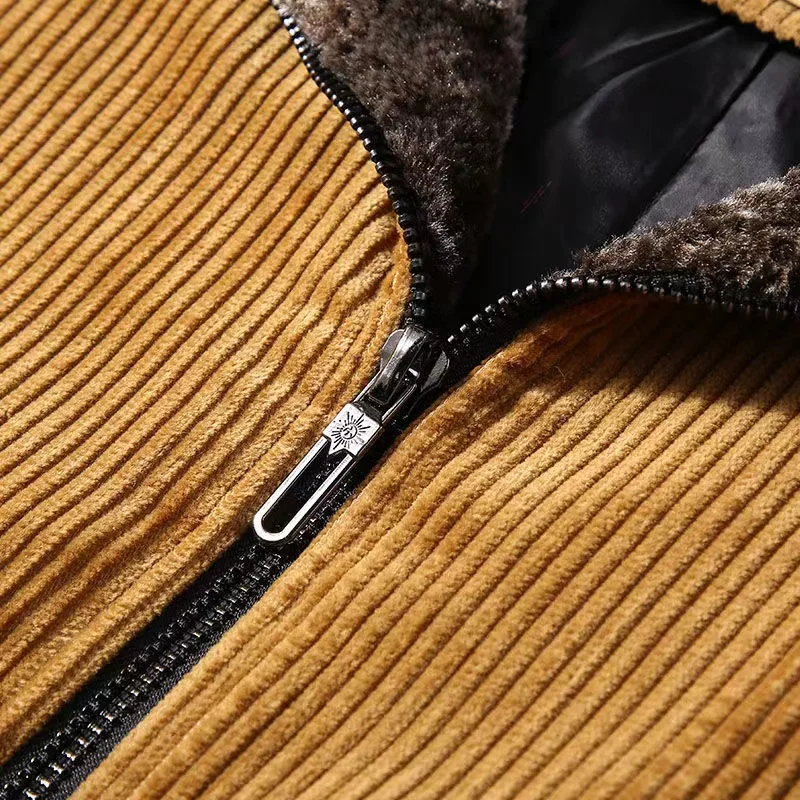 Brand Corduroy Men's Jacket 2021 Autumn Winter Male Coat Thickened Padded Lapel Cotton Clothing Retro Tooling Warm Tops Man