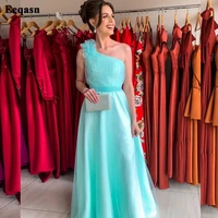 eeqasn a line soft tulle prom dresses one shoulder pleats princess formal prom gowns custom made long women wedding party dress