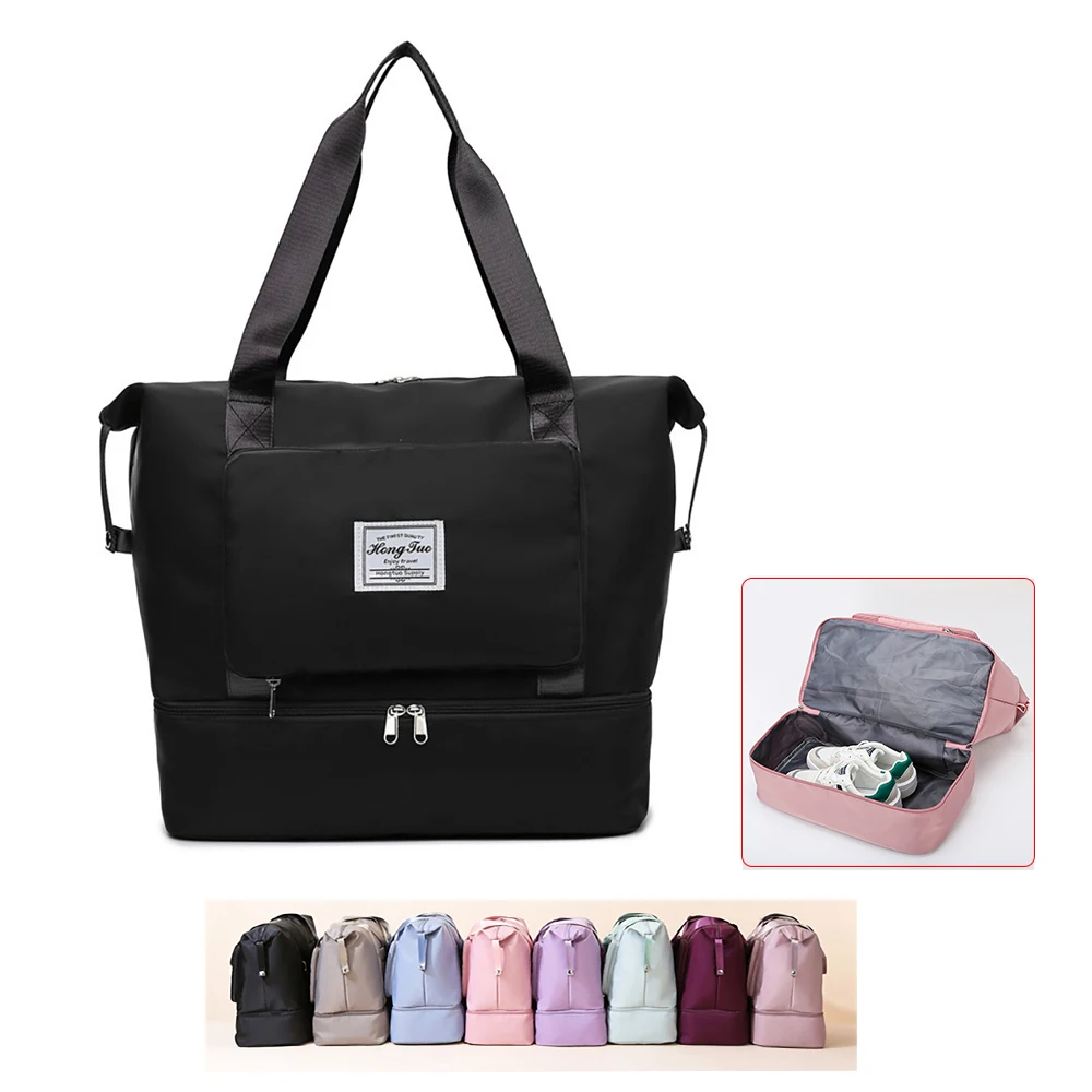 2022 Trend Female Folding Travel Bags with shoe space Waterproof Tote Luggage Bag for Women Multifunctional Handbag