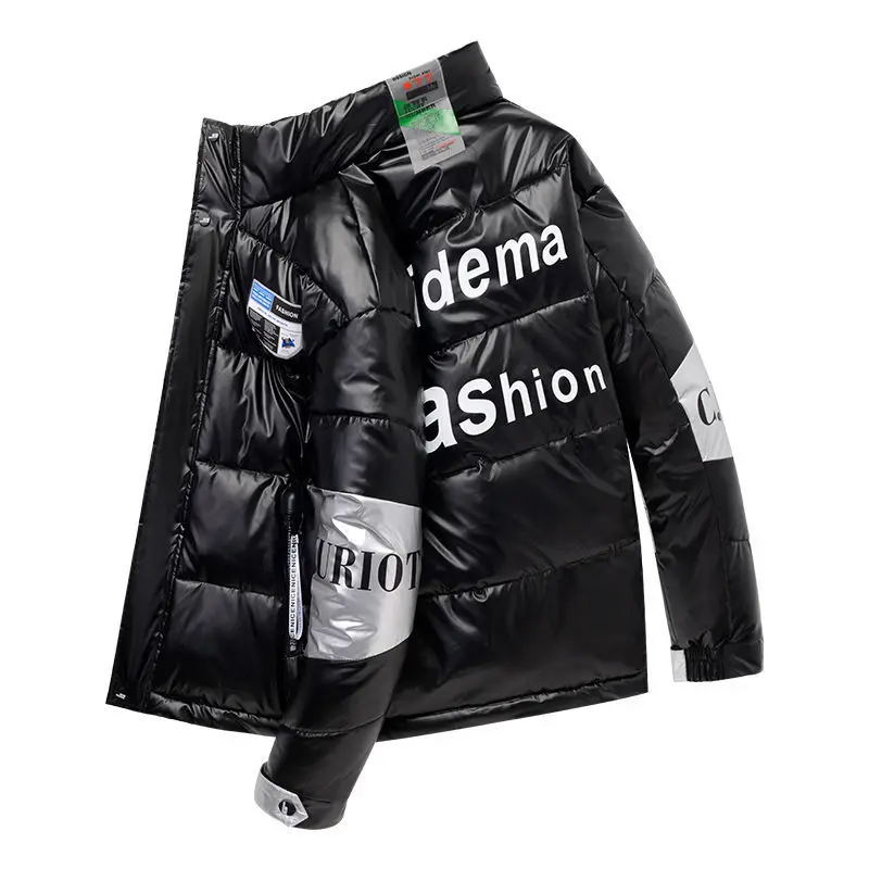 Men's short stand-up collar padded coat 2022 new shiny trend loose down padded jacket padded jacket