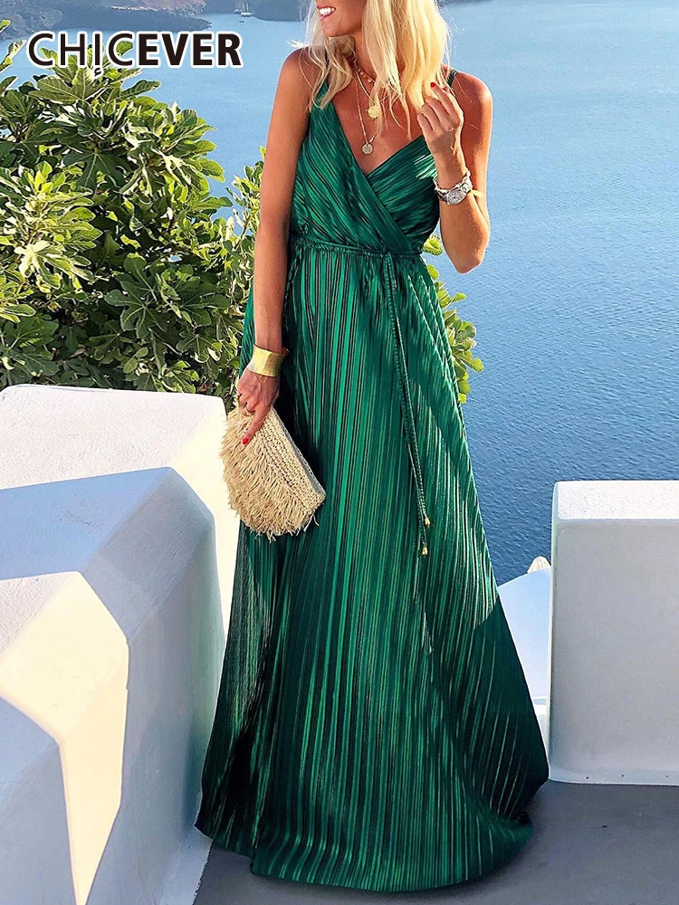 

Женское платье с v-образным вырезом CHICEVER, Платье макси с высокой талией и открытыми плечами, вечерние