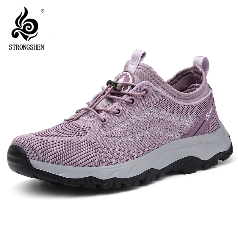 

STRONGSHEN Women Running Shoes Men Lace Up Mesh Breathable Sport Shoes Outdoor Couple Jogging Walking Shoes Comfortable Sneakers