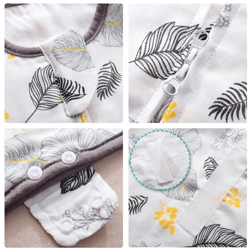 Baby Sleeping Bag Wearable Blanket Newborn Swaddle Wrap Sack Gauze Bamboo Cotton Spring 1Tog Sleep Bag Changing Diaper 0-24M images - 6