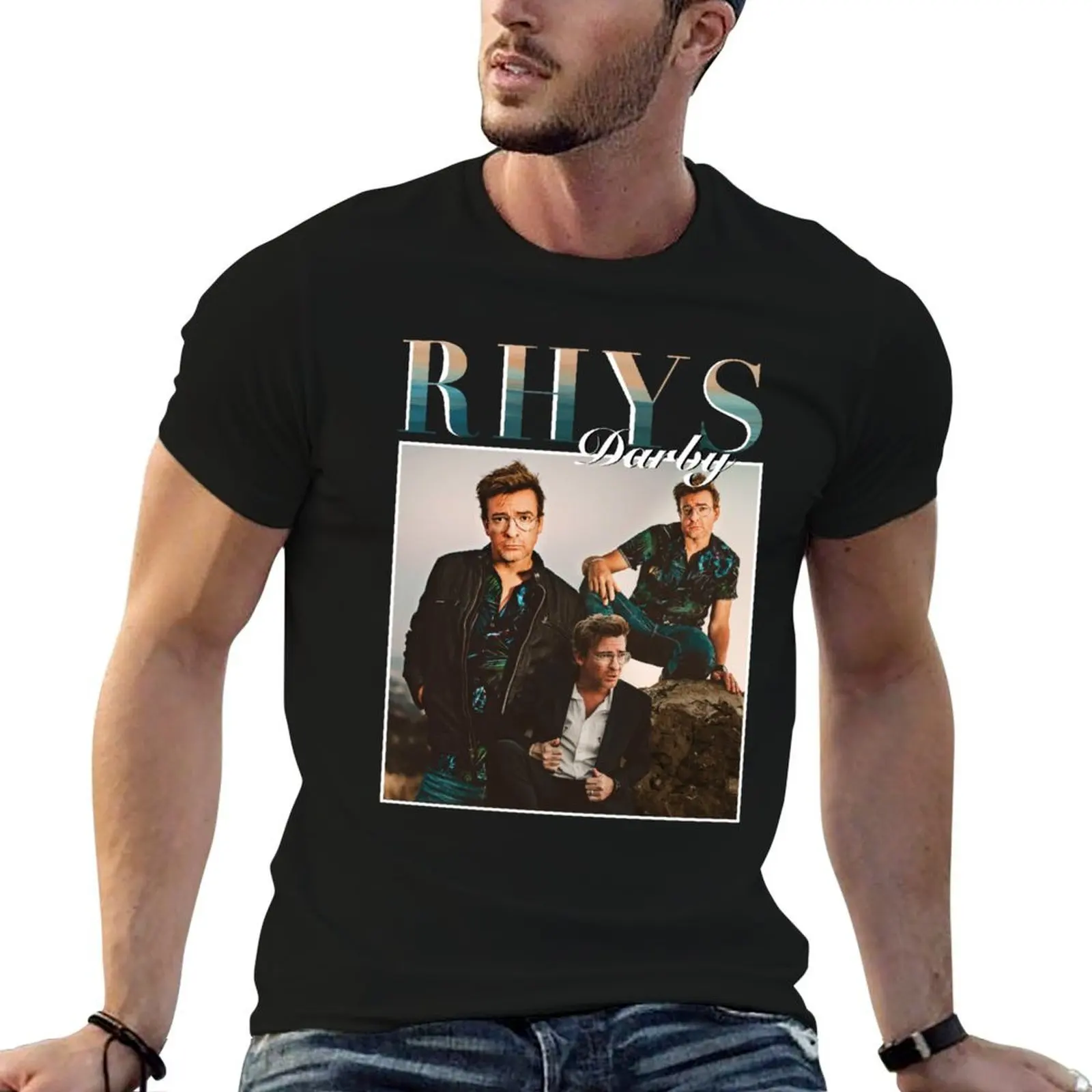Фото Футболка Rhys Darby T T-Shirt с простым принтом в стиле линейного искусства №1