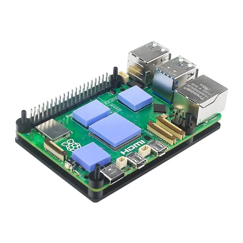 Корпус для Raspberry Pi 5 с пассивным охлаждением из алюминиевого сплава вентилятором