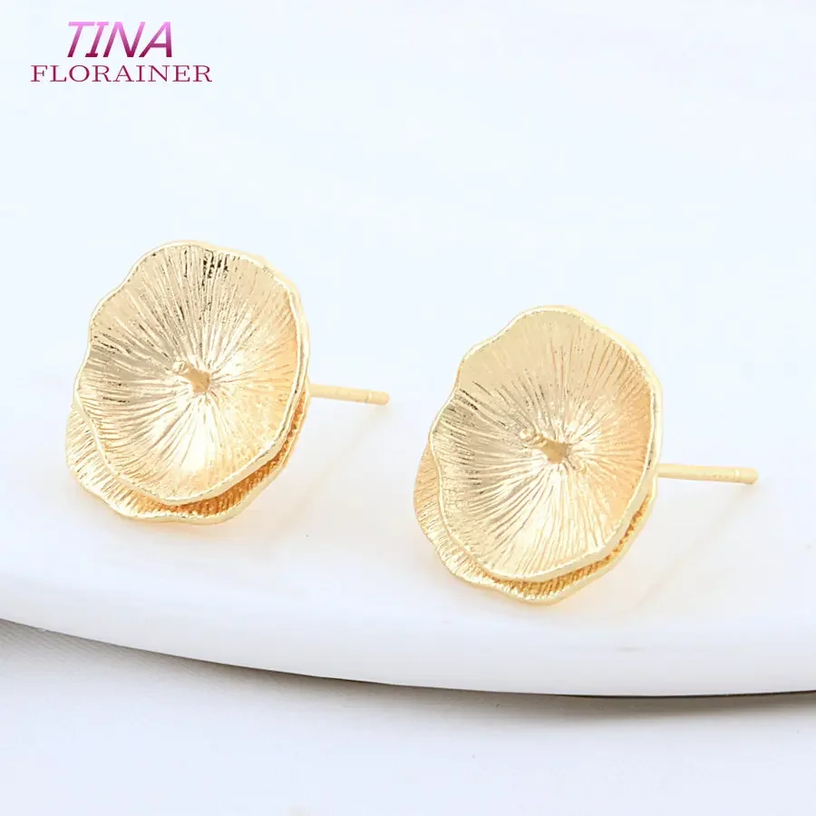 15 5*16 5 мм 18 К позолоченная латунь круглой формы серьги-гвоздики шпильки высокого